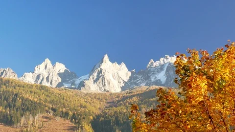 Fall in Chamonix , sunset above the Graian Alps Stock Footage 97978934