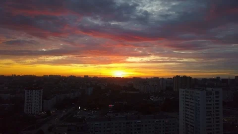 Fall city aerial Stock Footage 117096254