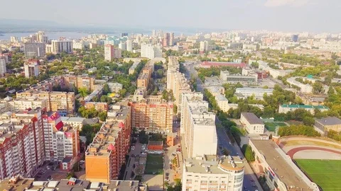 Fall city aerial Video stock 126100136