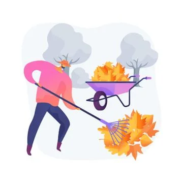 Fall clean-up abstract concept vector illustration. Stock Illustration