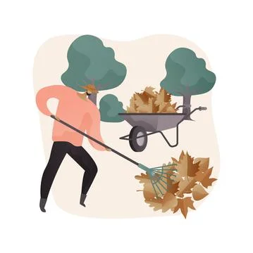 Fall clean-up abstract concept vector illustration. Stock Illustration