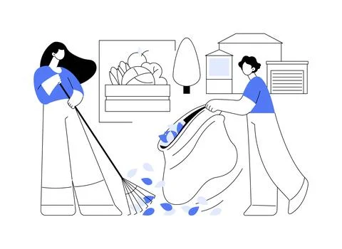 Fall clean-up abstract concept vector illustration. Stock Illustration