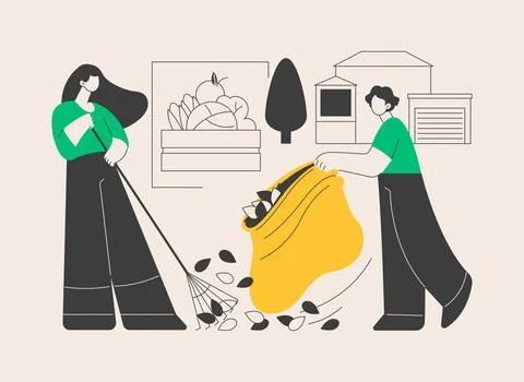 Fall clean-up abstract concept vector illustration. Stock Illustration