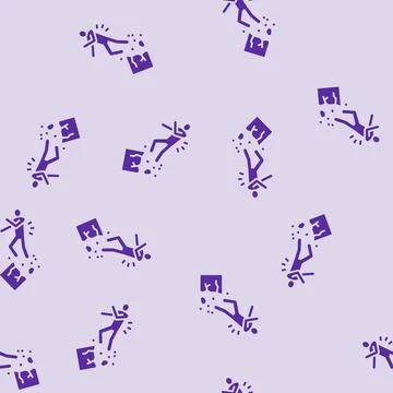 Fall cliff man accident glyph seamless pattern Stock Illustration