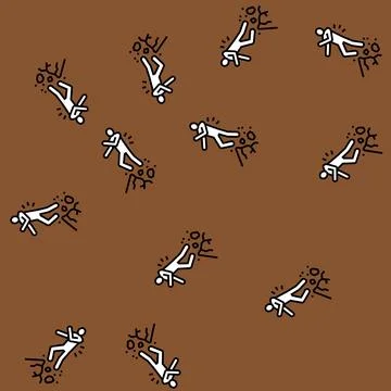 Fall cliff man accident vector seamless pattern Stock Illustration