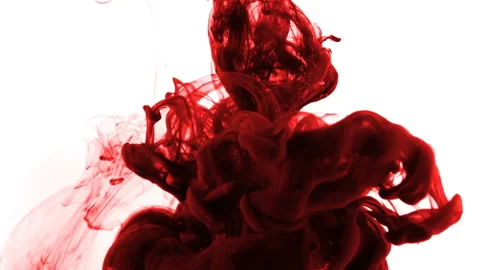 The fall of a clot of maroon paint in slow motion 库存影片 130197361