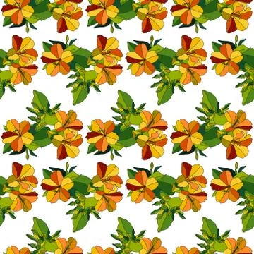 Fall color flowers seamless vector pattern Stock Illustration