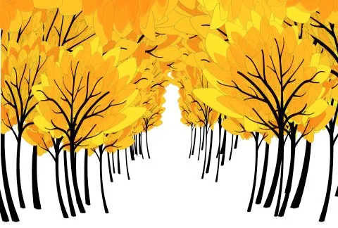 Fall colored forest and copyspace Stock Illustration