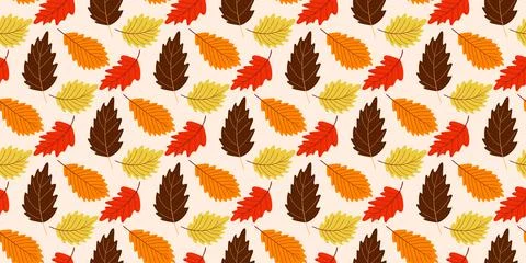 Fall colorful foliage seamless pattern 스톡 일러스트