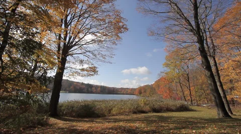 Fall colors and lake Video stock 36891617