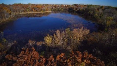 Fall colors and lake Video stock 105790730