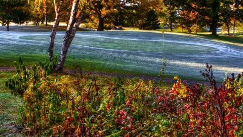 Fall colors at the golf course in hdr Stock Photos
