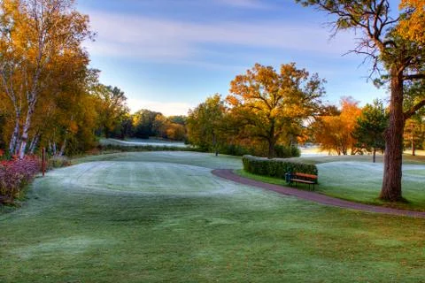 Fall colors at the golf course. Stock Photos