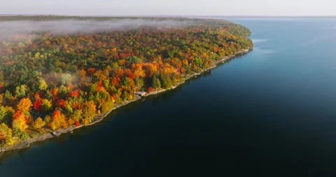 Fall colors lakeside Stock Footage 256916219