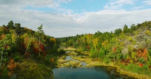 Fall colors Ottawa river Stock Footage 256916405