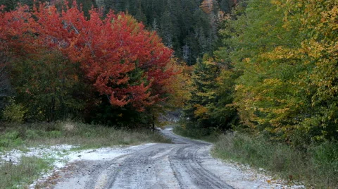 Fall Colors Rural Road Timelapse Stock Footage 64368901