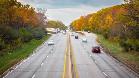 Fall Colors Traffic Timelapse Stock Footage 90499802