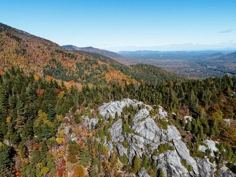 Fall Colours in the White Face Mountain ski resort. Color Change, Vermont, USA Stock Photos