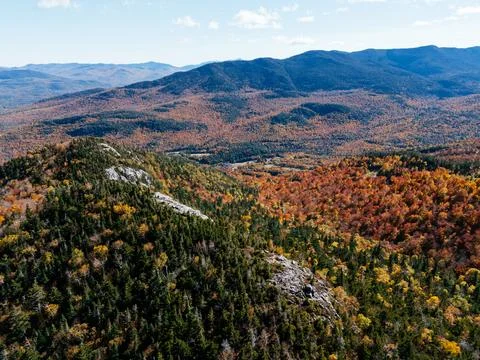 Fall Colours in the White Face Mountain ski resort. Color Change, Vermont, USA Stock Photos