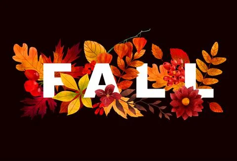 Fall composition with letters and floral elements 스톡 일러스트