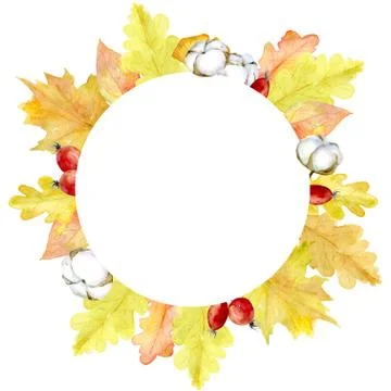 Fall compositions of Elements in rounds shape on white background Illustrazione stock