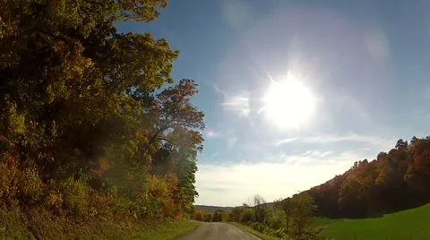 Fall Country Road in Motion Stock Footage 12211177