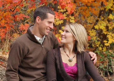 Fall couple close Stock Photos