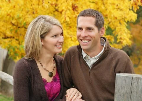 Fall couple closeup Stock Photos