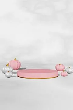 Fall creative concept pink pumpkin marble scene Halloween Thanksgiving sale d Stock Illustration