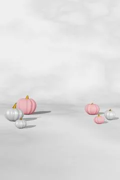 Fall creative concept pink pumpkin marble scene Halloween Thanksgiving sale d Stock Illustration