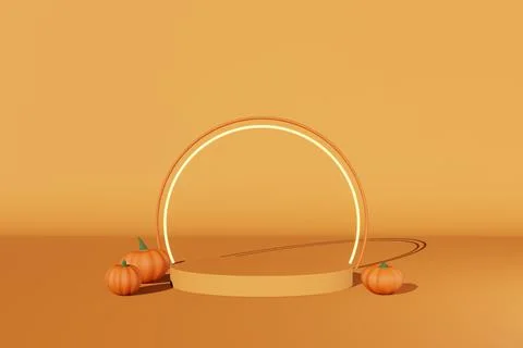 Fall creative concept pumpkin scene. Halloween Thanksgiving seasonal sale ban Stock Illustration