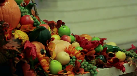 Fall Decoration Basket Stock Footage 35825105