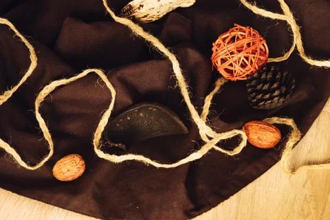 Fall decoration table at home Stock Photos