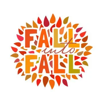 Fall decorative typography flat color poster Stock Illustration