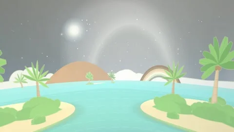 Fall deep timber palm island beach backdrop cinematic background with wraparound 動画素材 338381250