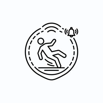 Fall detection emergency alarm alert notification icon design for elderly s.. Stock Illustration