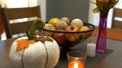 Fall Dining Table Decorations Center Pieces Stock Footage 120612937