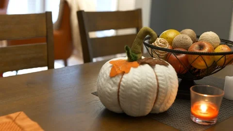 Fall Dining Table Decorations Center Pieces Stock Footage 120613009