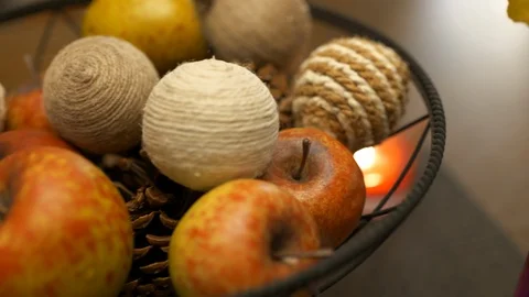 Fall Dining Table Decorations Center Pieces Stock Footage 120613064