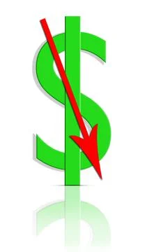 The fall of the dollar on a white background. Stock Illustration