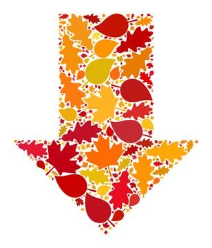 Fall Down Arrow Autumn Mosaic Icon with Fall Leaves Illustrazione stock
