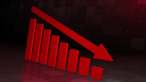 Fall down modern red graph bar. Stock Footage 232231661
