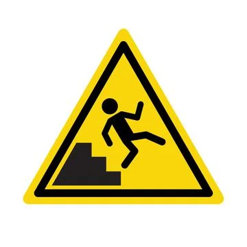 Fall down slippery safety sign icon. Vector person down floor warning hazard Ilustración de archivo