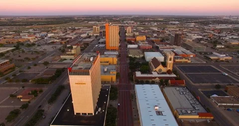 Fall Evening Sky Lubbock Texas Downtown City Skyline Riverfront Park Stock Footage 86393886