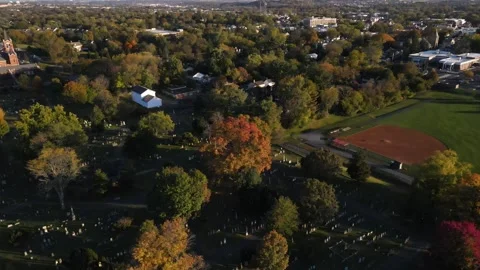 Fall Evening Small Town Aerial Shot Stock Footage 150391042