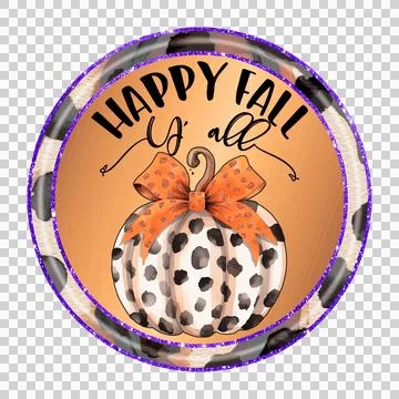 Fall Farmhouse Pumpkins Round Sublimation. Autumn Welcome Sign. Stock Illustration