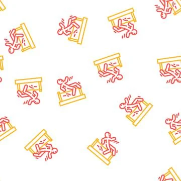 Fall fence accident vector seamless pattern Stock Illustration