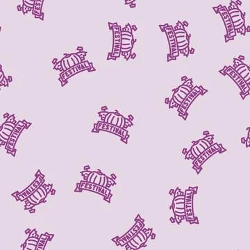 Fall festivals autumn line vector seamless pattern Stock Illustration