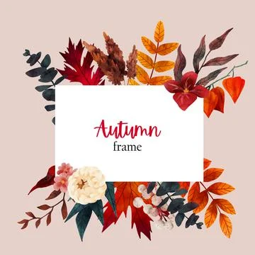 Fall floral banner, design template, hand drawn Stock Illustration