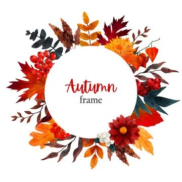 Fall floral banner, design template, hand drawn Stock Illustration